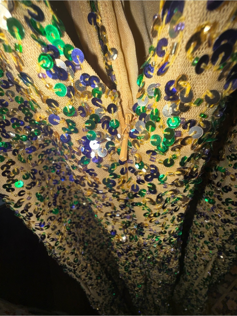 Ashley Lauren Sequin Romper Size 12 Gold Green Purple Pageant Party Festival - Picture 9 of 15